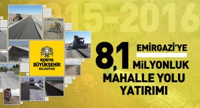 Emirgazi`ye 8,1 Milyon Liralık Mahalle Yolu Yatırımı